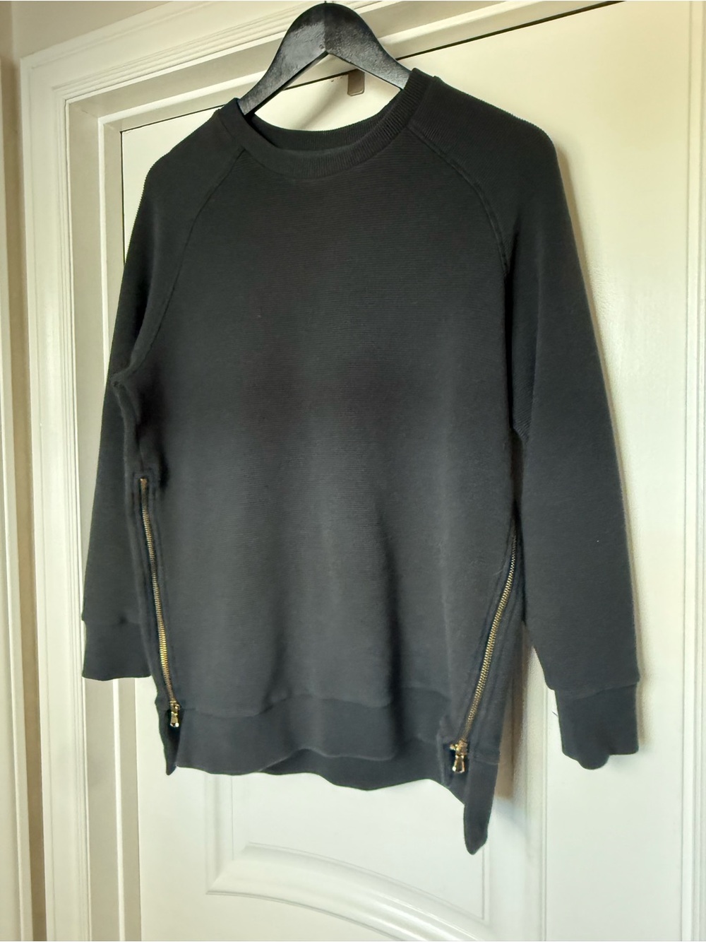 Women’s Black Zip-Side Crewneck Sweater